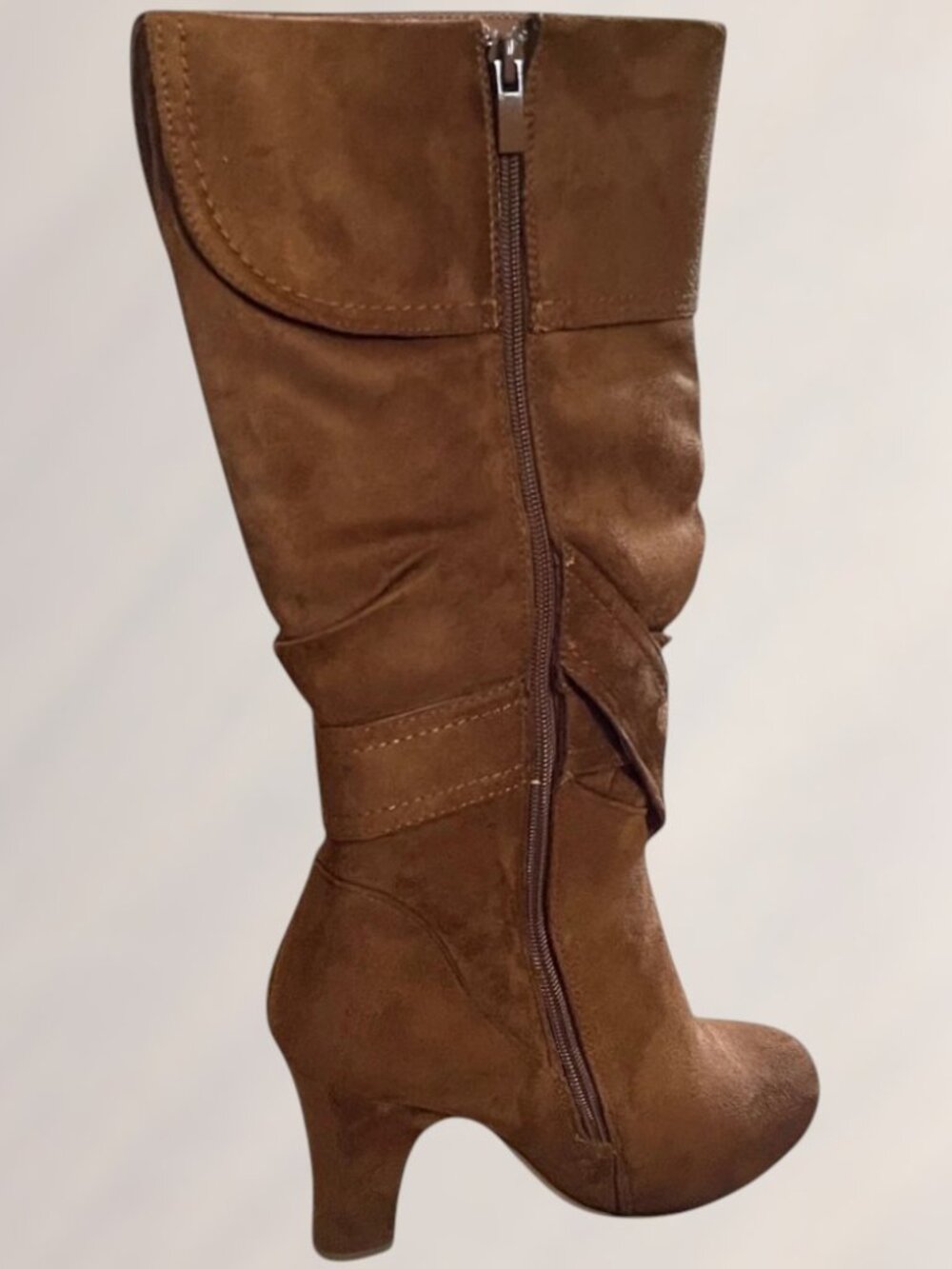 Western Inspired Women's Slouch Foldover Knee High Boots | Gold Buckle Sizes 5–8 - Picture 3 of 8